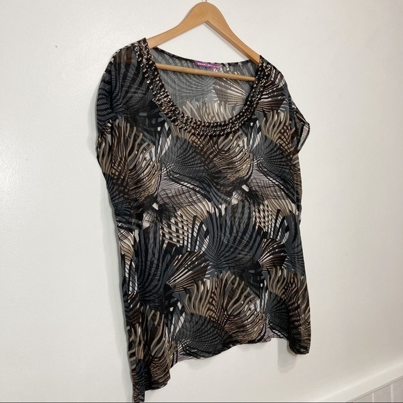 Smart Set Sheer Tribal Print Scoop Neck Sleeveless Blouse Size XL - Picture 10 of 10